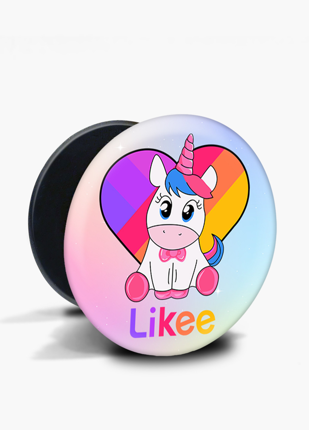 Попсокет (Popsockets) тримач для смартфону Лайк Єдиноріг (Likee Unicorn) (8754-1594) Чорний MobiPrint (216748465)