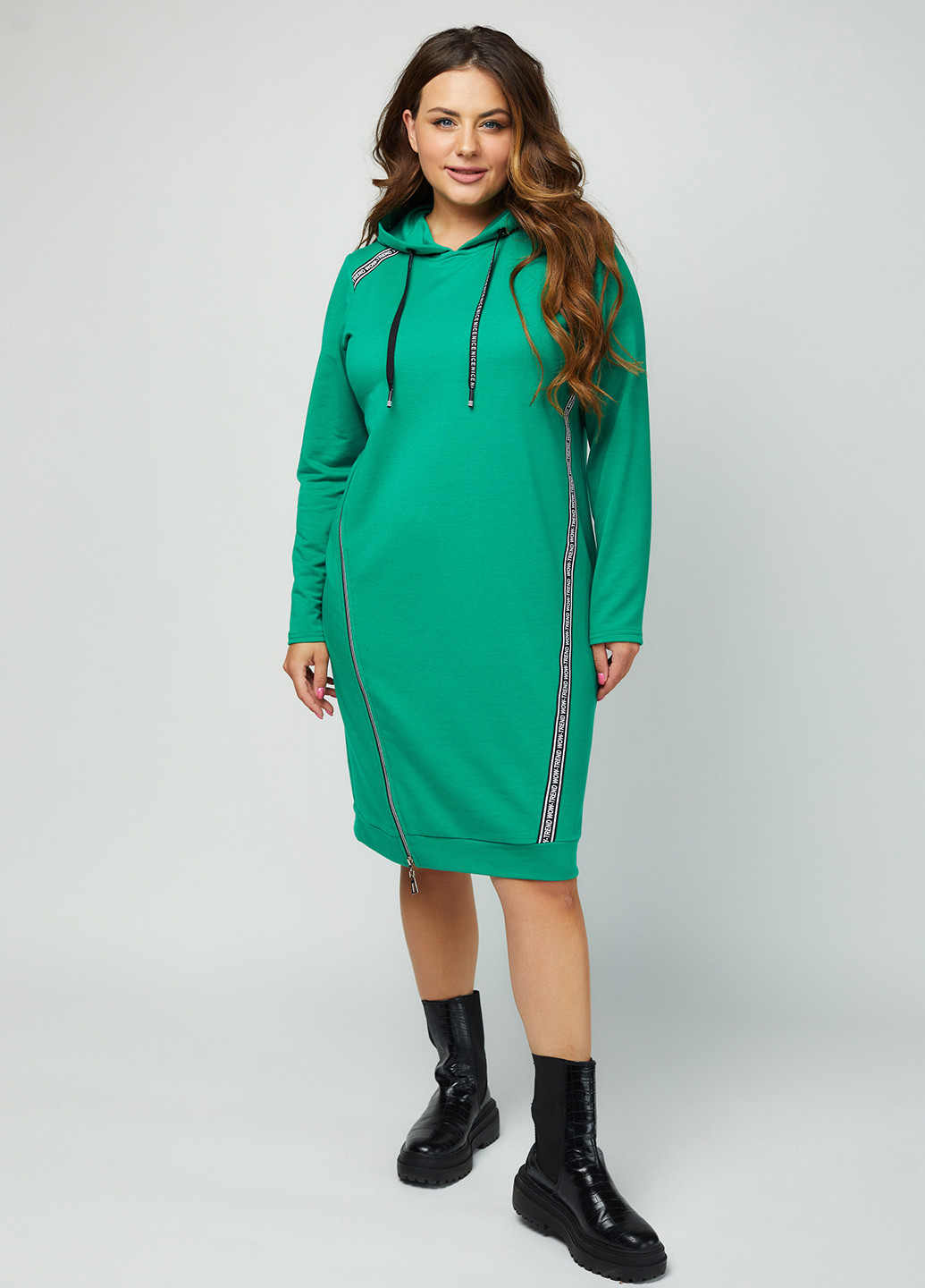 Зелена кежуал плаття, сукня сукня-худі Miledi з написами