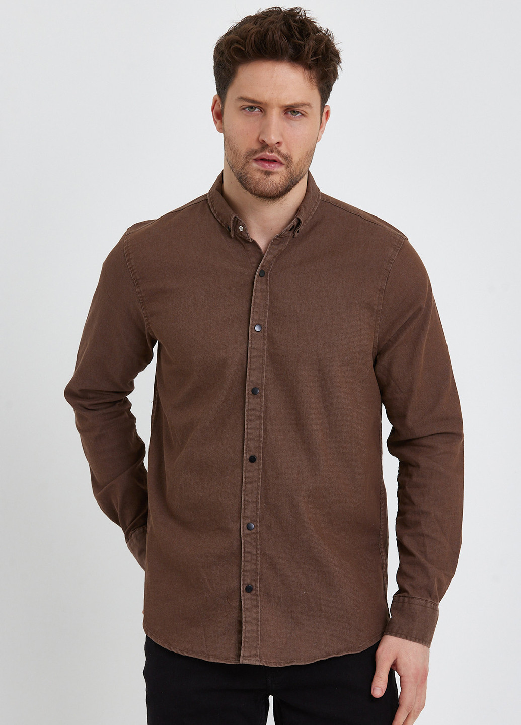 Коричневая кэжуал рубашка однотонная Trend Collection