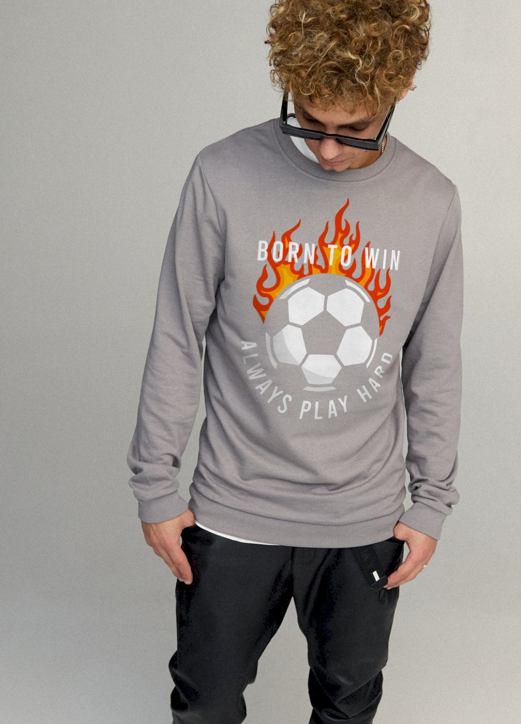 Сірий світшот чоловічий basic /no flis/ YAPPI (252259141)