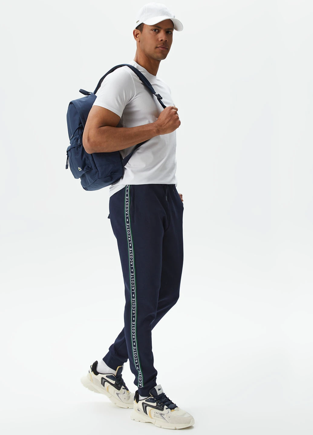 Темно-синие кэжуал, спортивные демисезонные джоггеры брюки Lacoste