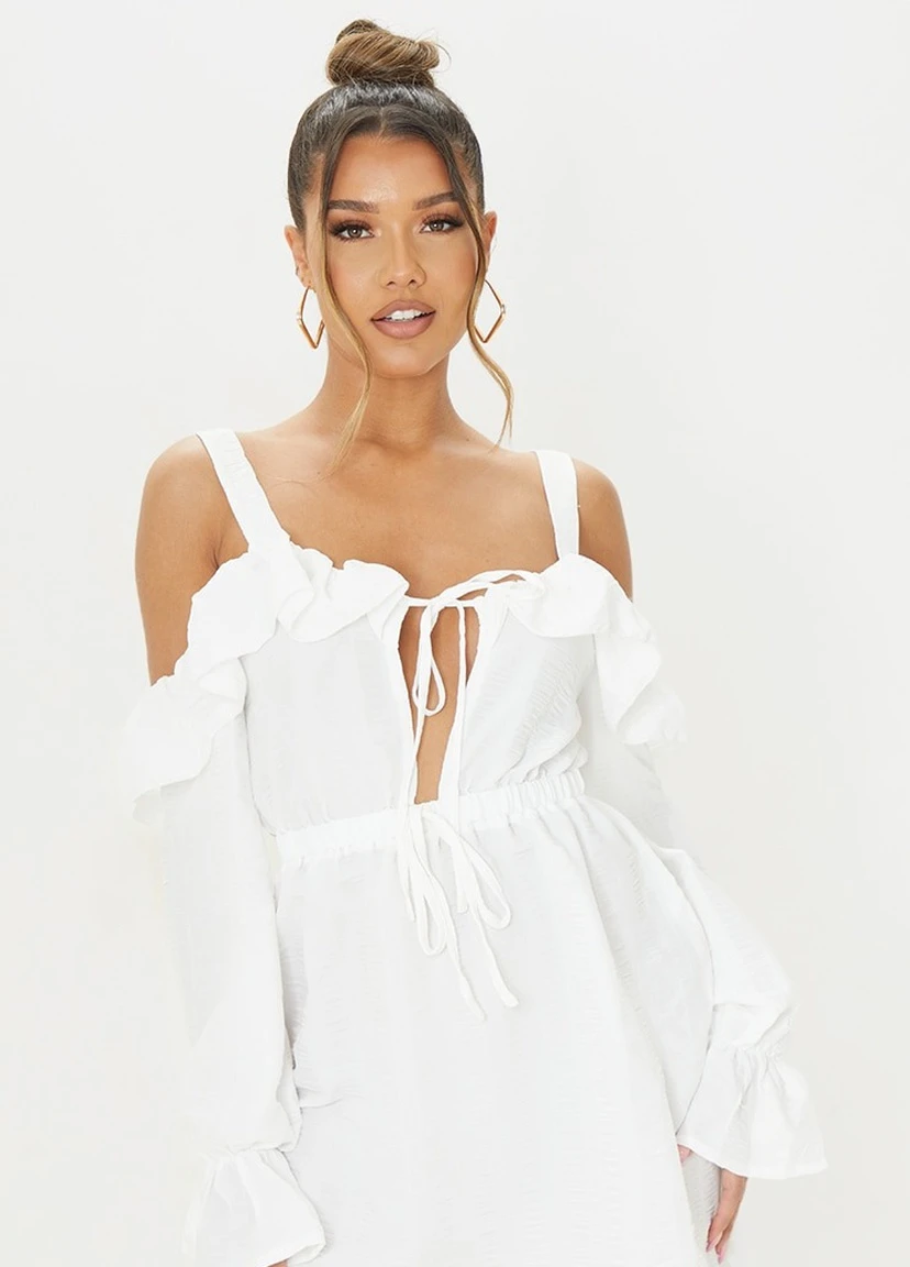 Білий кежуал сукня PrettyLittleThing однотонна