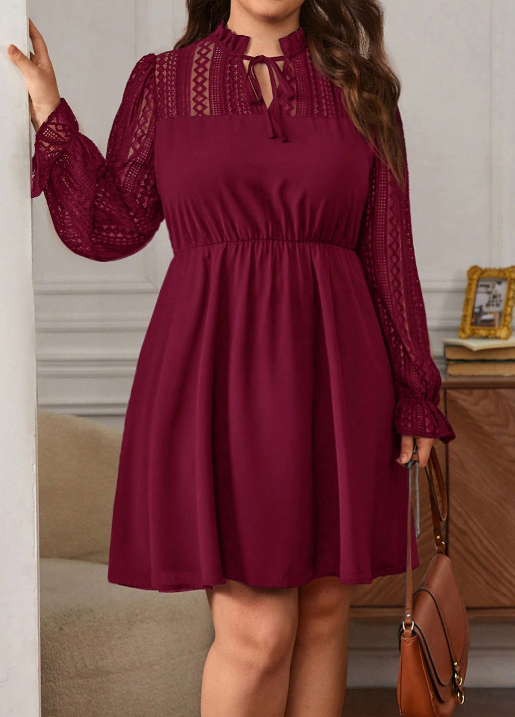 Бордова кежуал сукня а-силует SHEIN однотонна