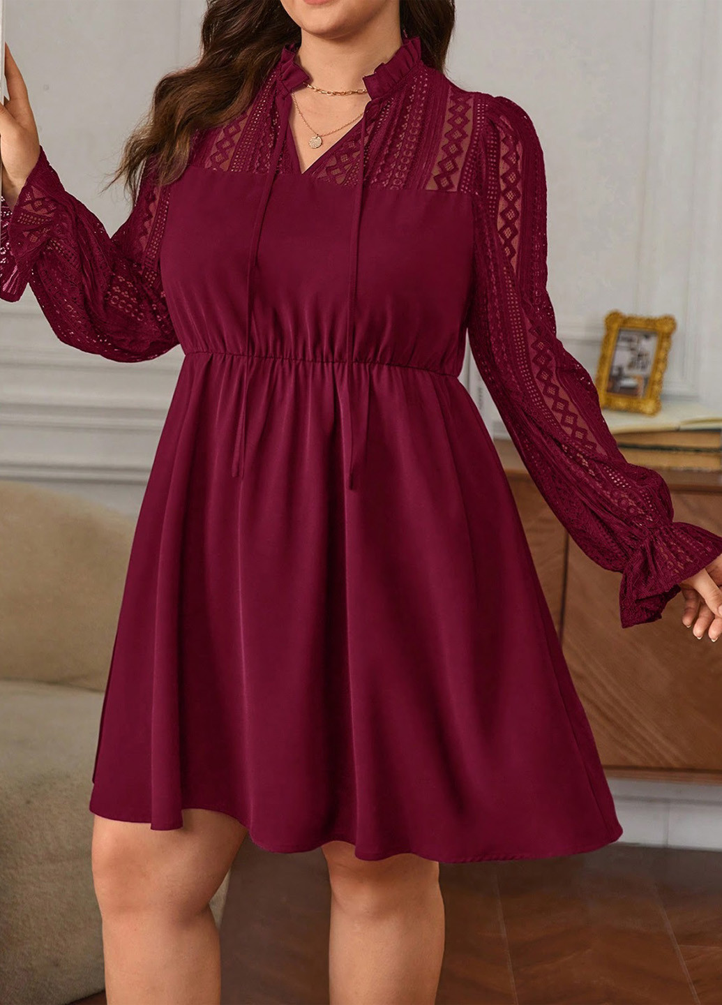 Бордова кежуал сукня а-силует SHEIN однотонна