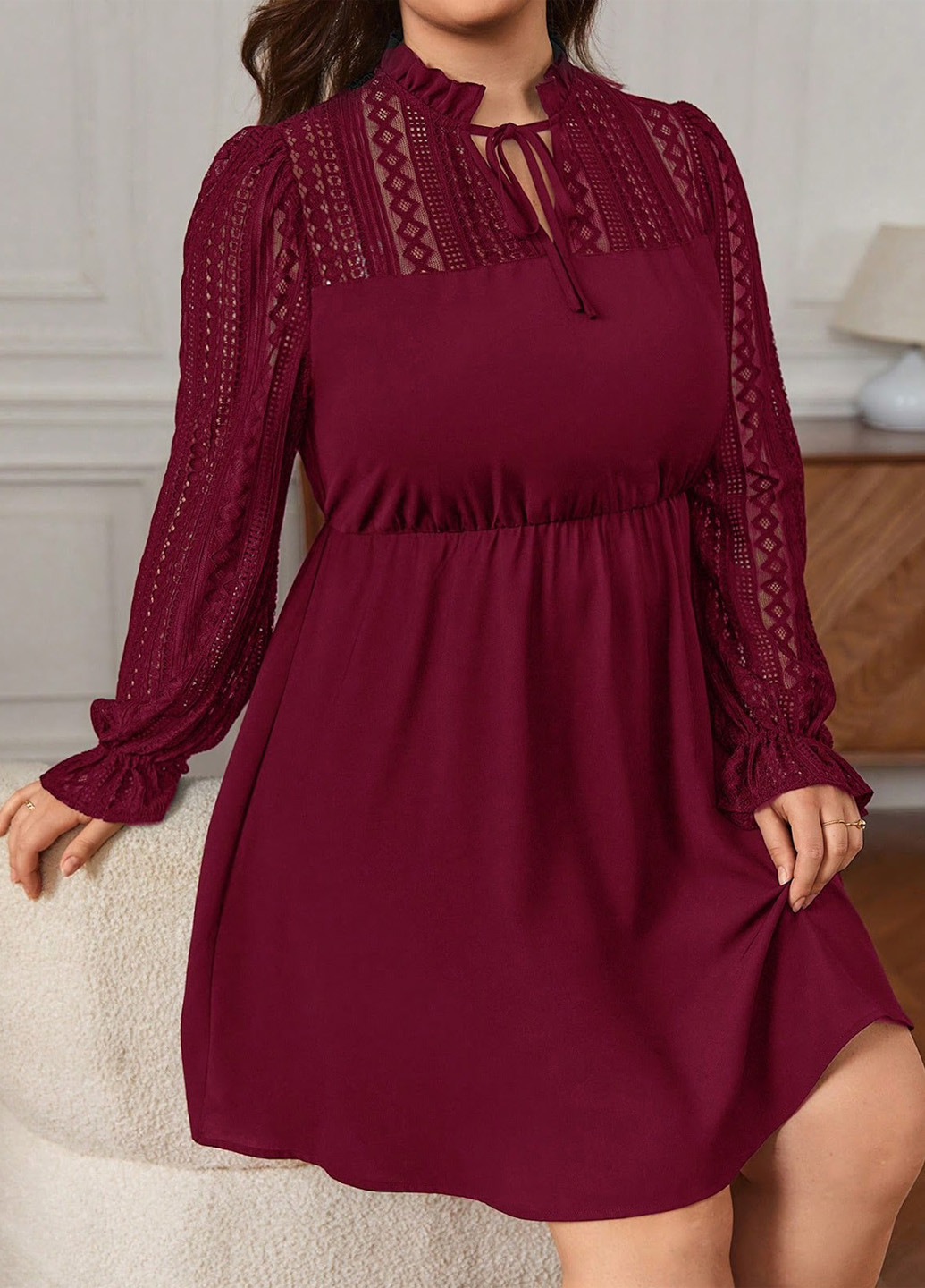 Бордова кежуал сукня а-силует SHEIN однотонна