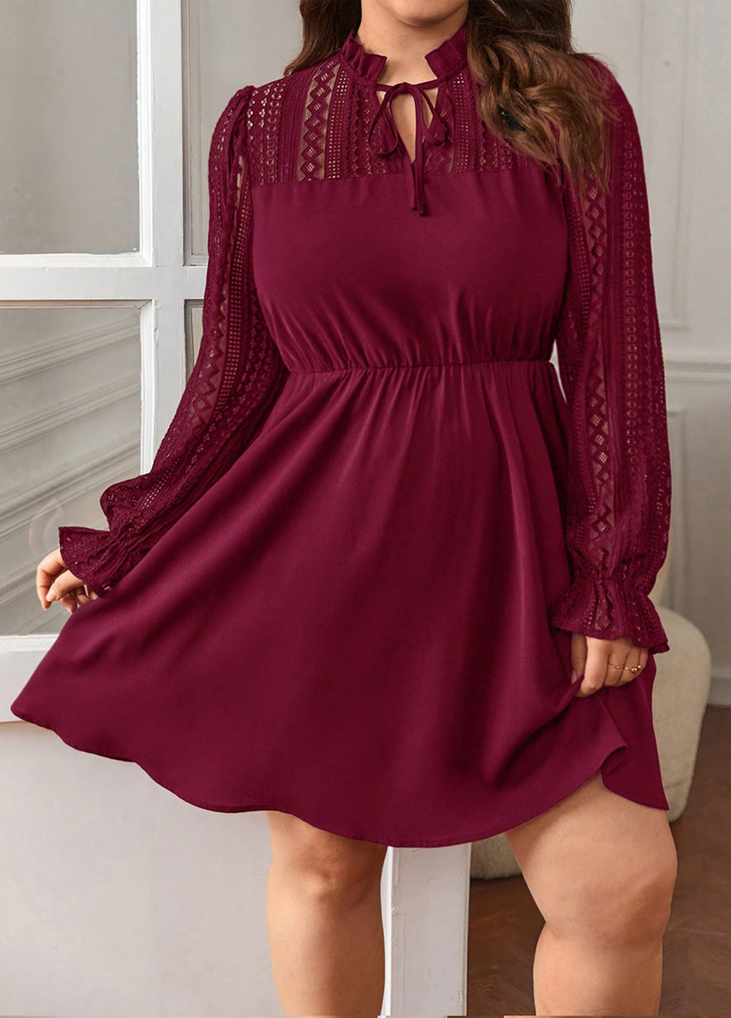 Бордова кежуал сукня а-силует SHEIN однотонна