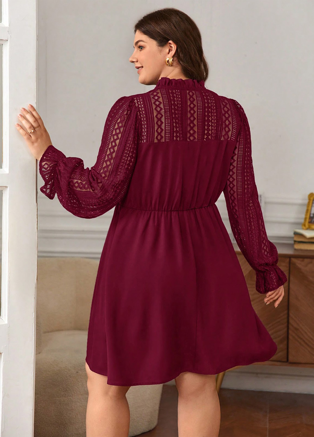 Бордова кежуал сукня а-силует SHEIN однотонна