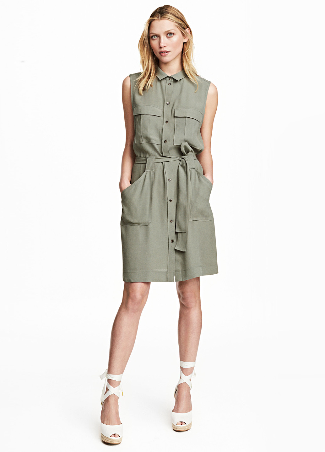 Оливковое кэжуал платье H&M с камуфляжным принтом