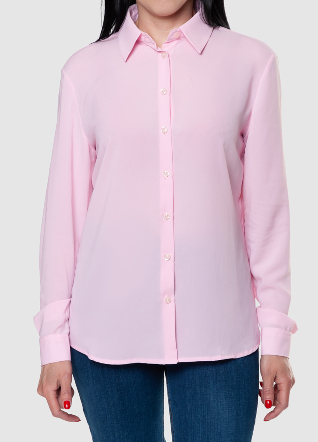 Розовая демисезонная блузка женская на запах Arber