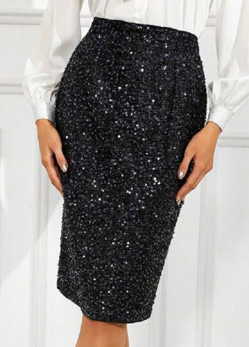 Черная коктейльный однотонная юбка SHEIN карандаш