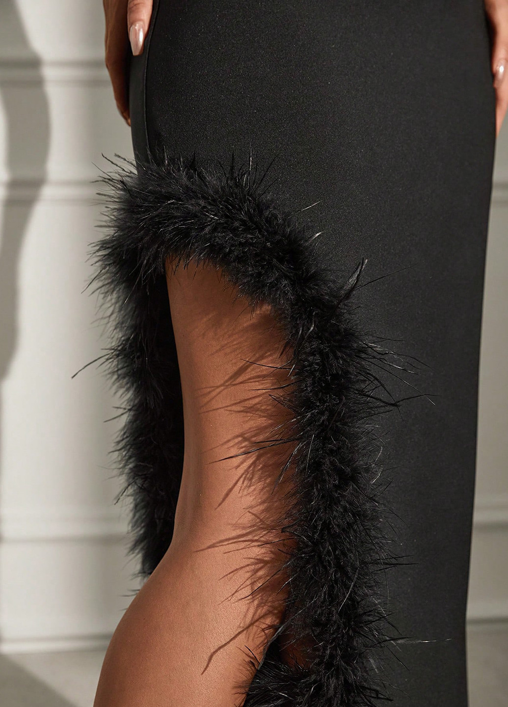 Черное праздничный, вечернее платье а-силуэт, с открытыми плечами, платье-майка, с открытой спиной SHEIN однотонное