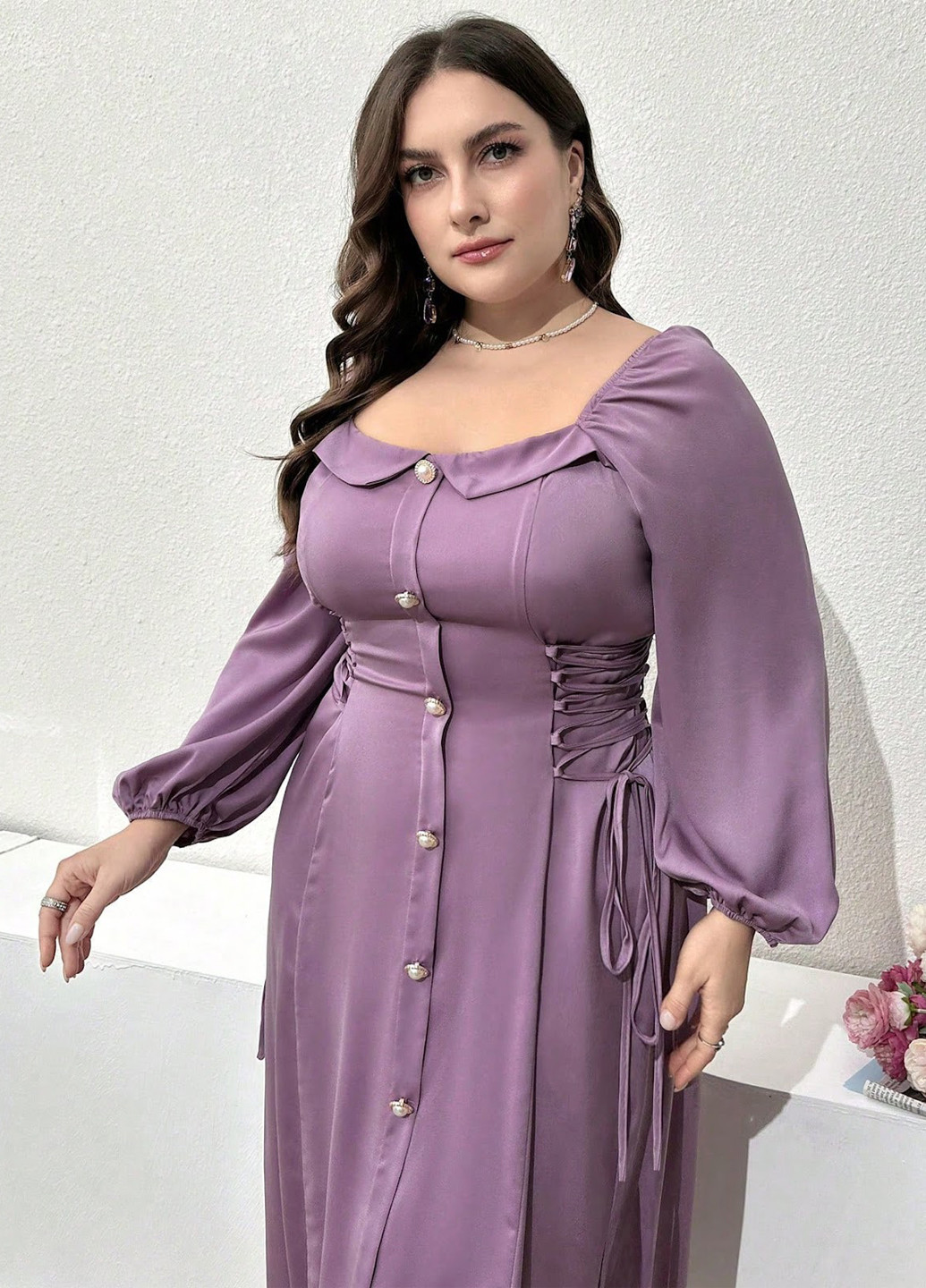 Лиловое вечернее платье SHEIN однотонное