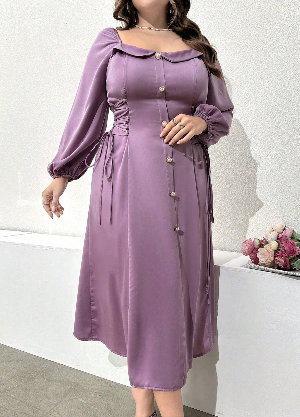 Лиловое вечернее платье SHEIN однотонное