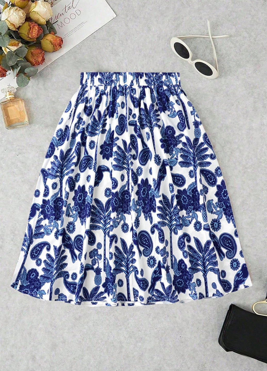 Разноцветная кэжуал "турецкие огурцы" юбка SHEIN а-силуэта (трапеция), плиссе