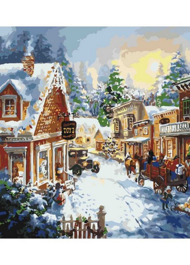 Картина по номерам Сельский пейзаж "Накануне рождества" 40х50 см KHO2247 Идейка (229947036)
