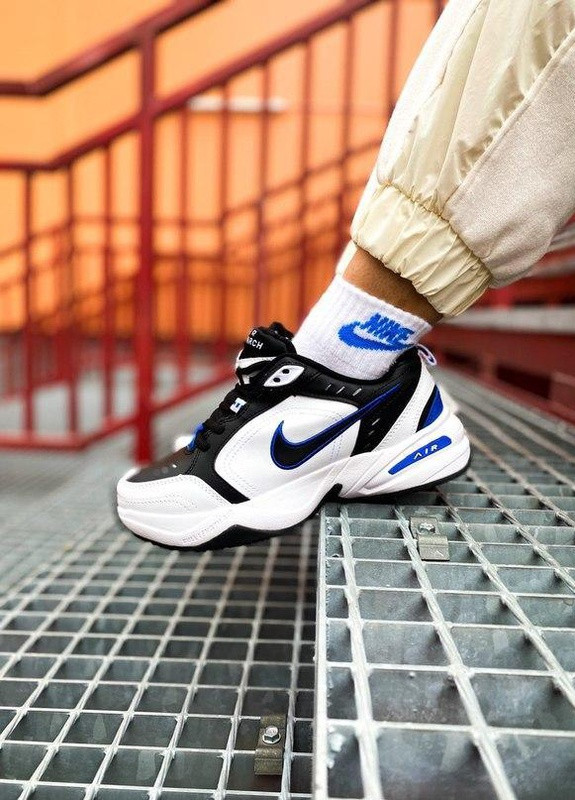 Nike air monarch white blue online