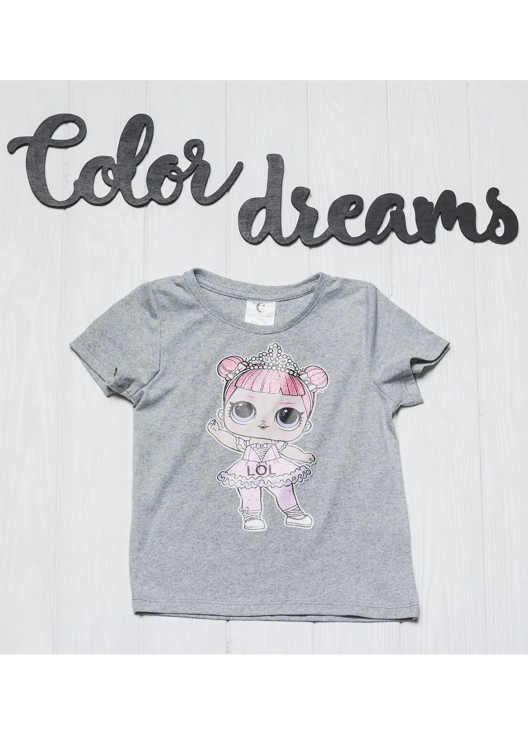 Сіра демісезонна футболка 1045/1 98 сіра Color Dreams