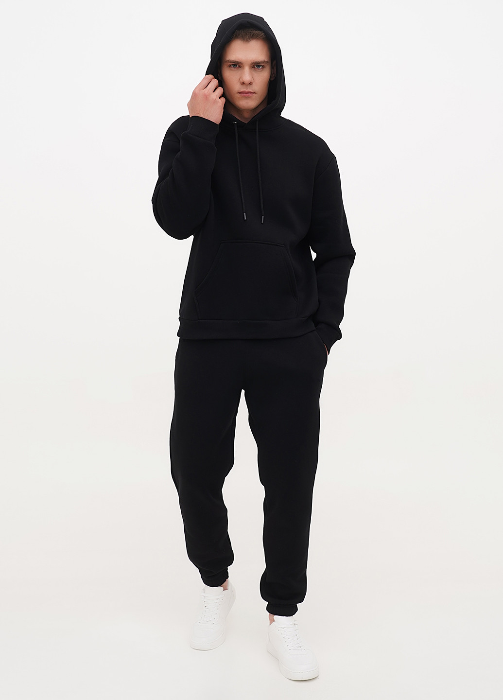 Мужской спортивный костюм KASTA design однотонный чёрный кэжуал, спортивный флис, хлопок