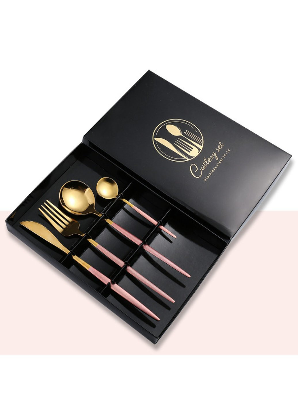 Набор столовых приборов 8394 4 предмета золотистый с розовым Power (254415677)