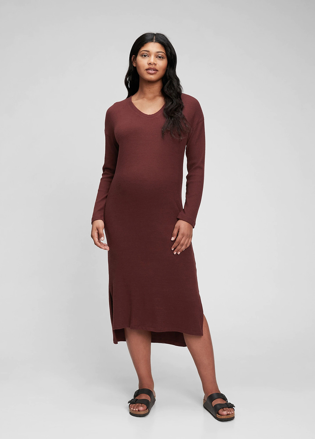 Бордовое кэжуал платье для беременных Gap однотонное