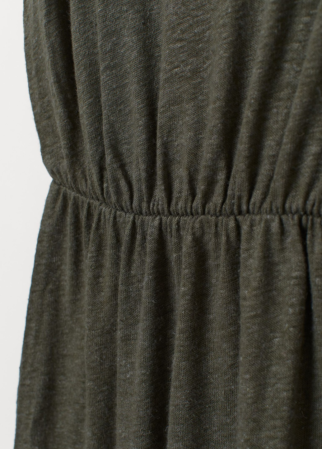 Оливковое (хаки) кэжуал платье лен бленд H&M меланжевое