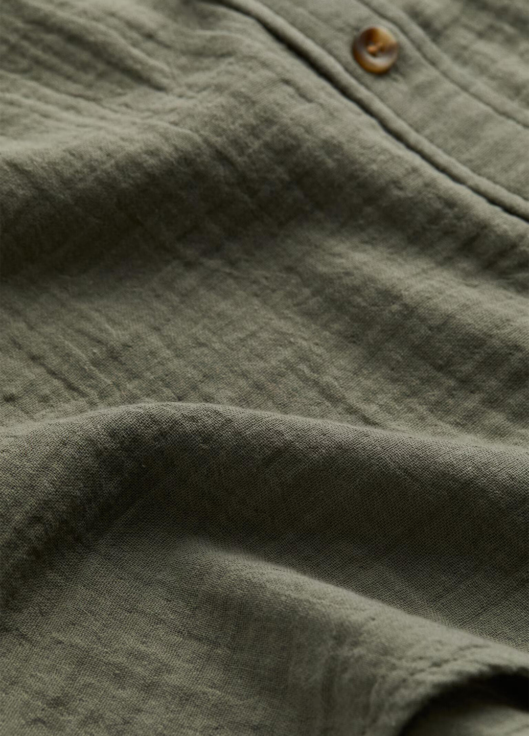 Оливковковая (хаки) кэжуал рубашка однотонная H&M