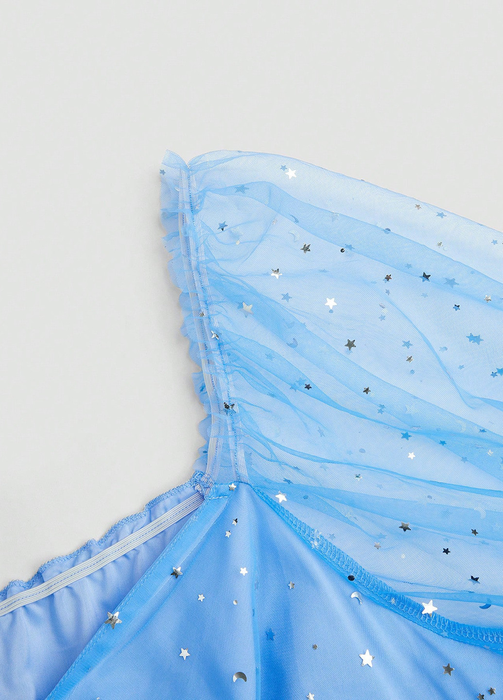 Голубое коктейльное платье бэби долл, с юбкой-солнце SHEIN однотонное