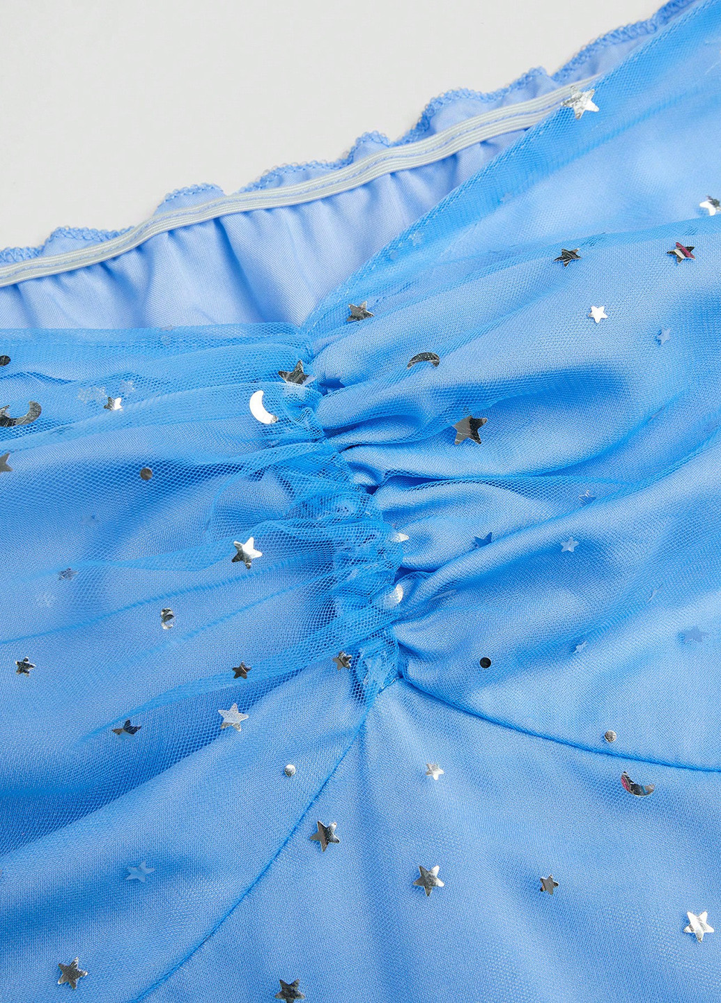 Голубое коктейльное платье бэби долл, с юбкой-солнце SHEIN однотонное