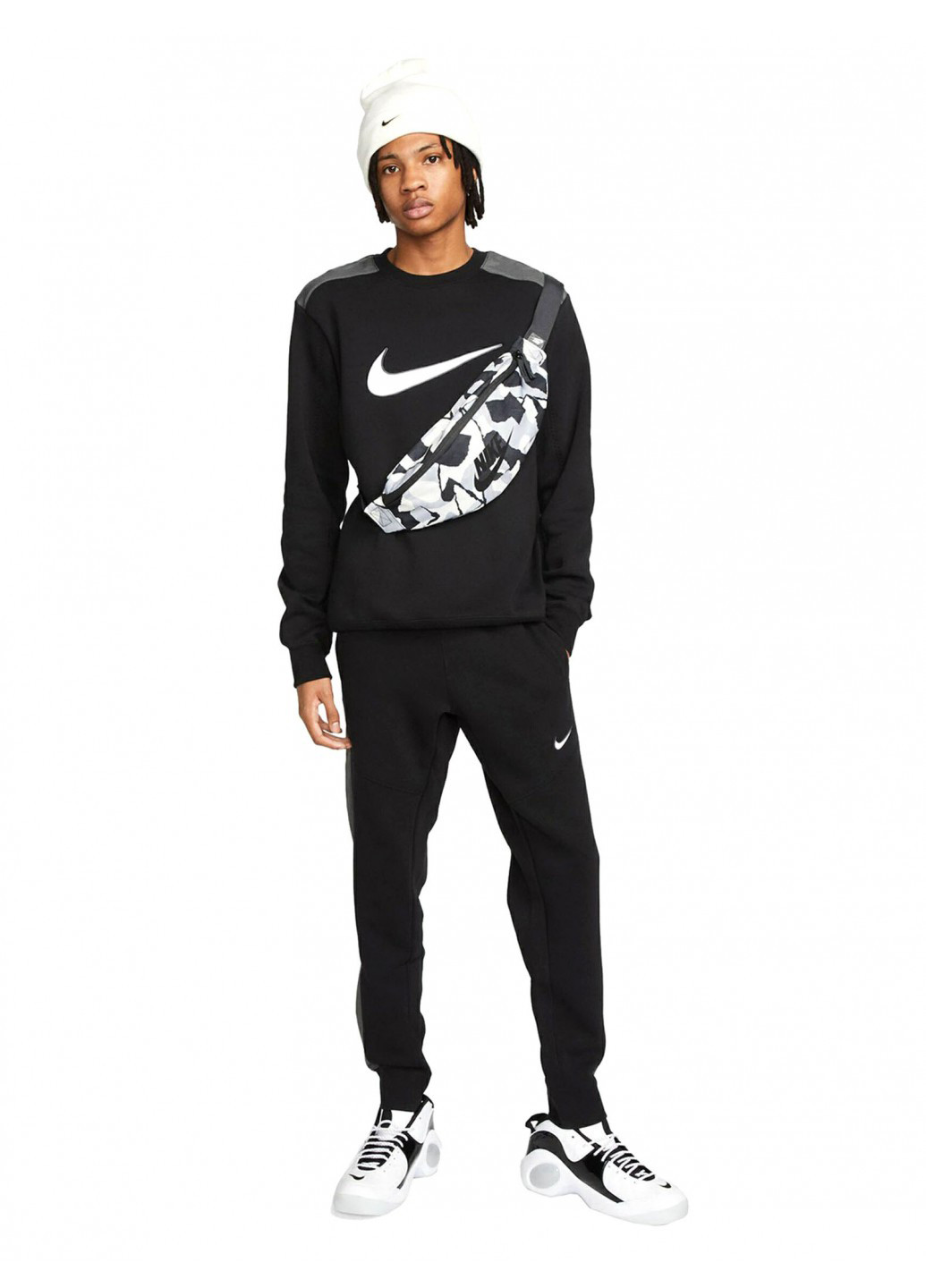 Свитшот Nike - Прямой крой логотип черный кэжуал хлопок - (265212785)