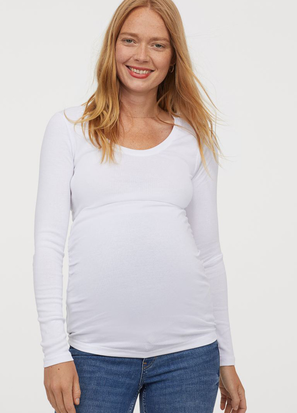 Лонгслів для вагітних H&M однотонні білі кежуали бавовна