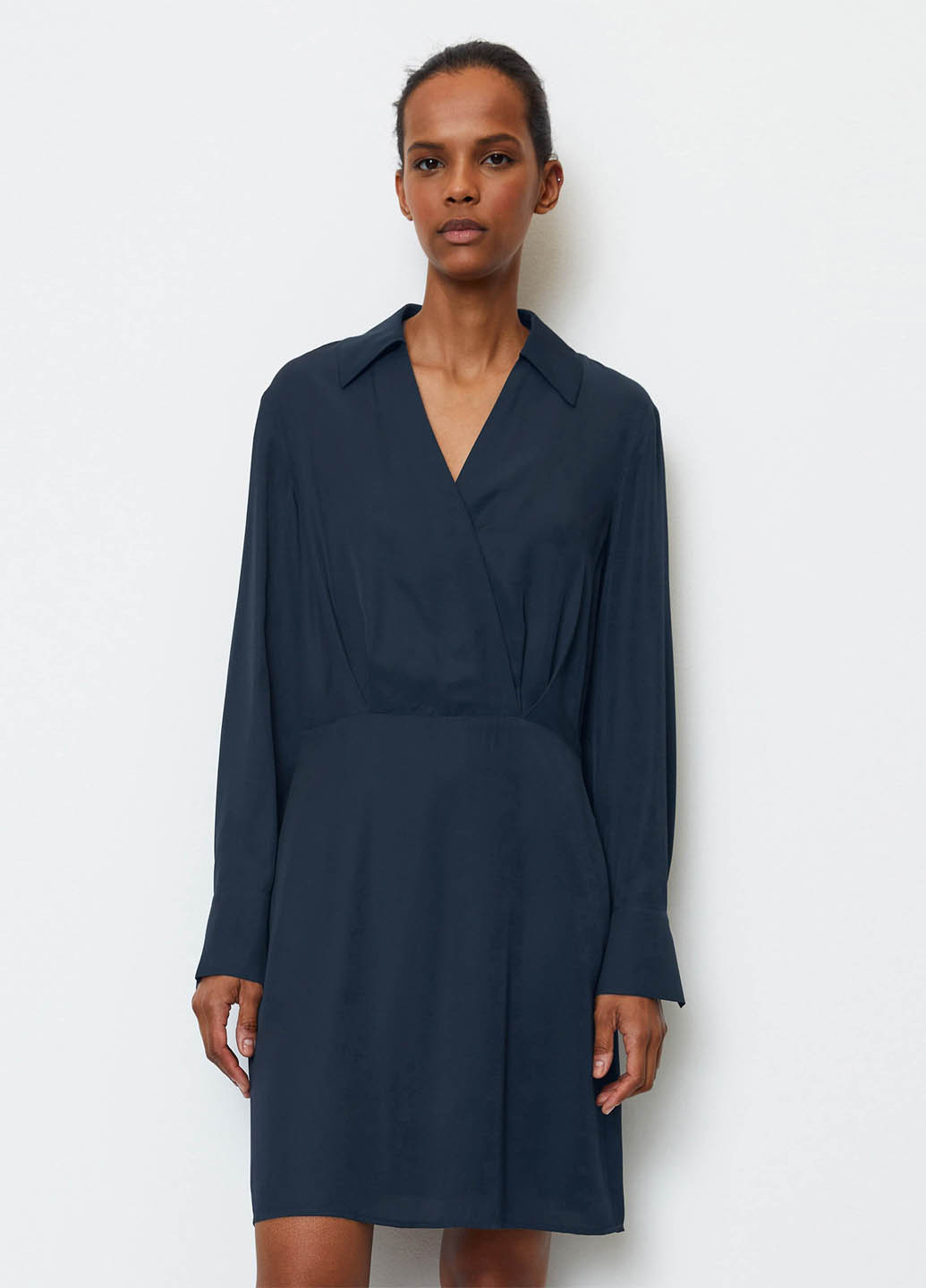 Темно-синее кэжуал платье на запах Marc O'Polo однотонное