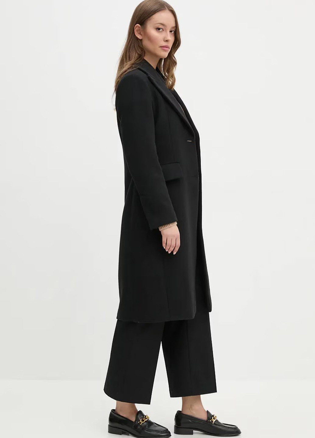 Чорне демісезонне Пальто однобортне Sisley