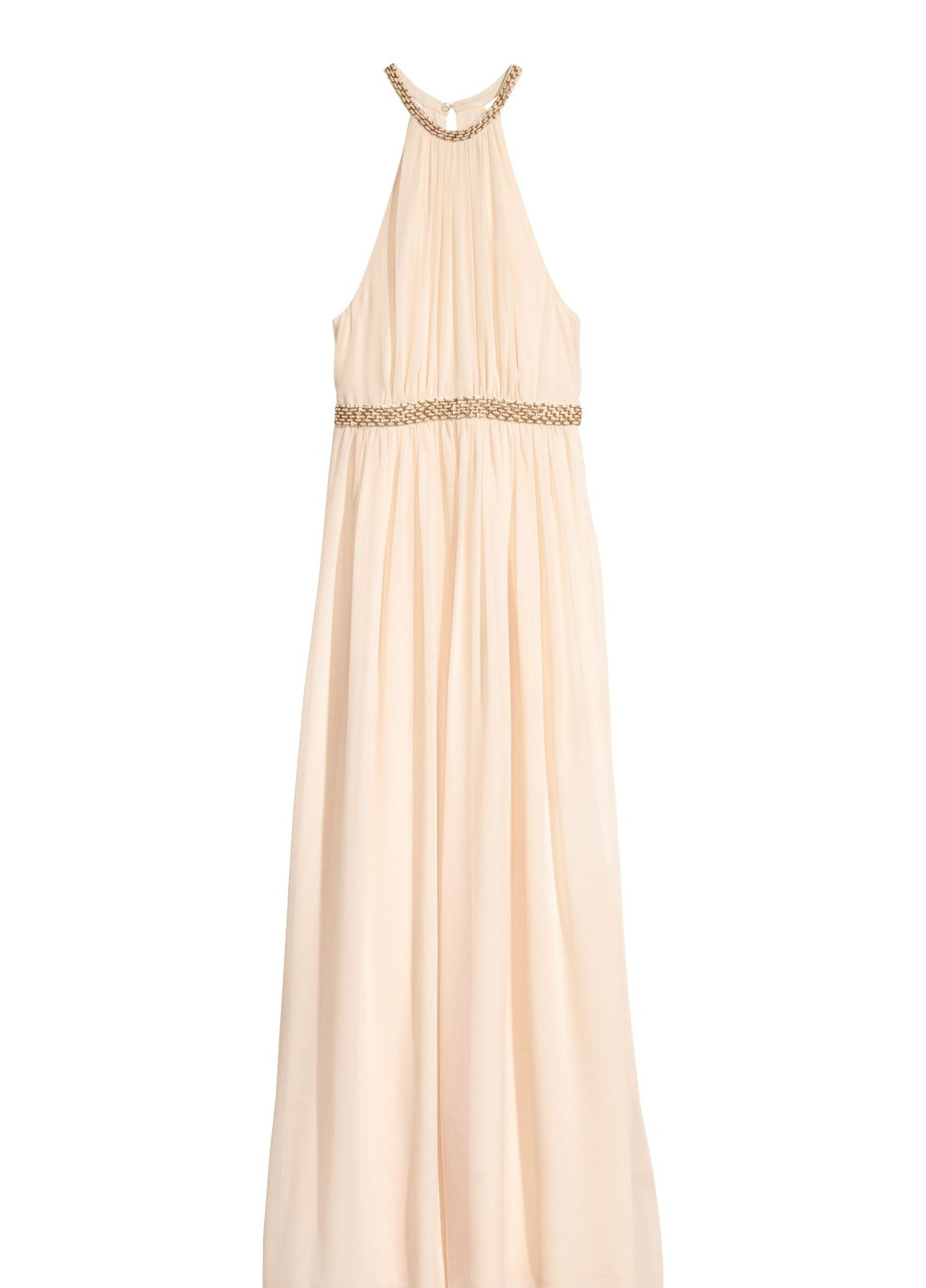 Светло-бежевое вечернее платье H&M однотонное