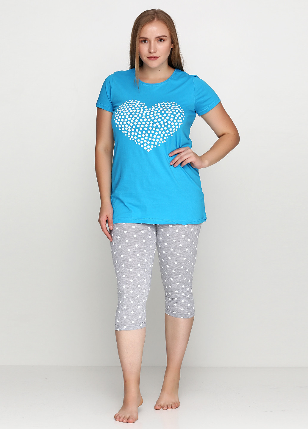 Голубая всесезон пижама (футболка, бриджи) LA PENNA