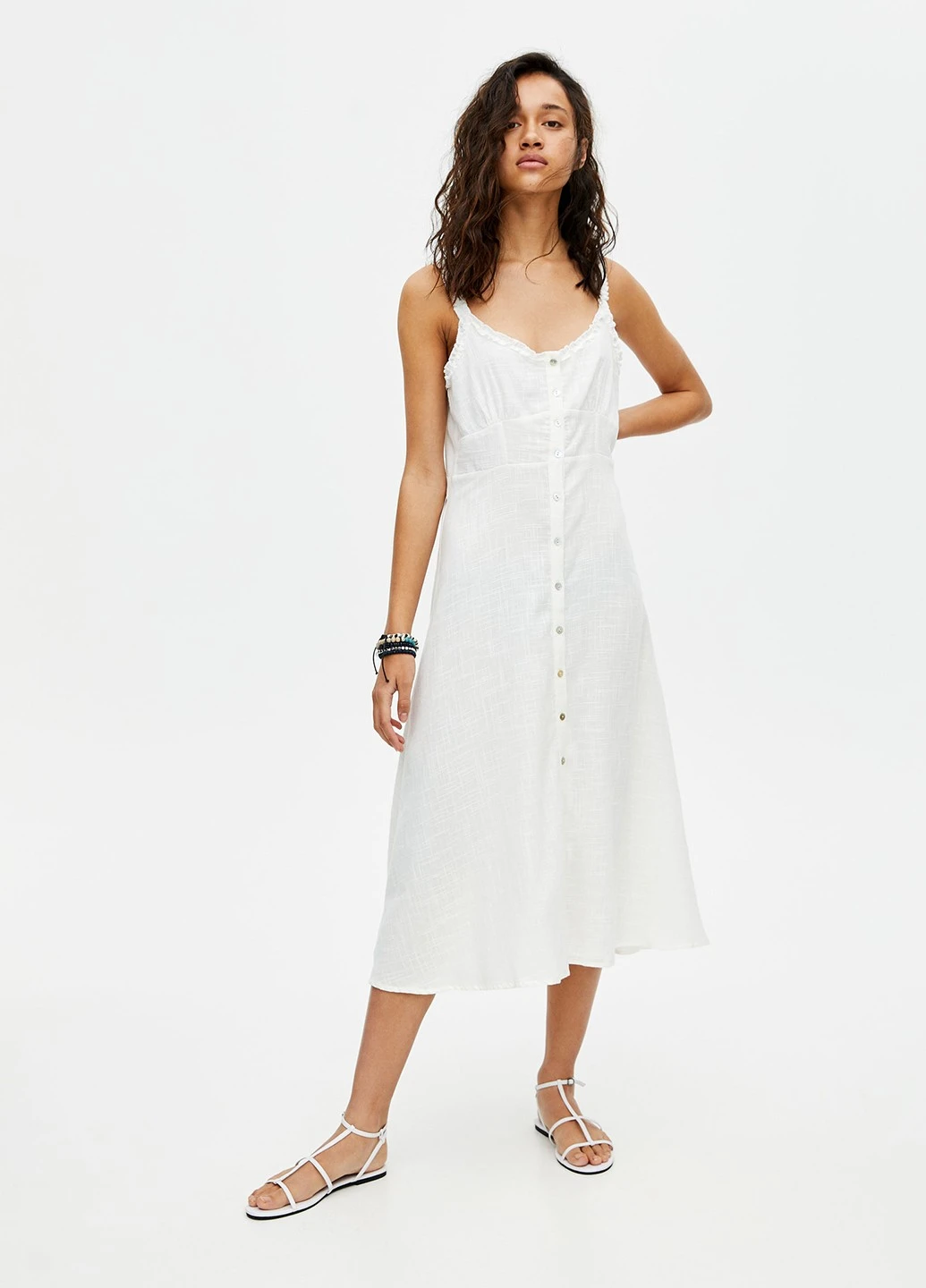 Белое кэжуал платье Pull&Bear однотонное