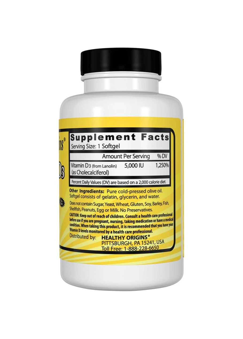 Вітамін D3 Vitamin D3 5000 IU 540 капсул Healthy Origins (255407513)