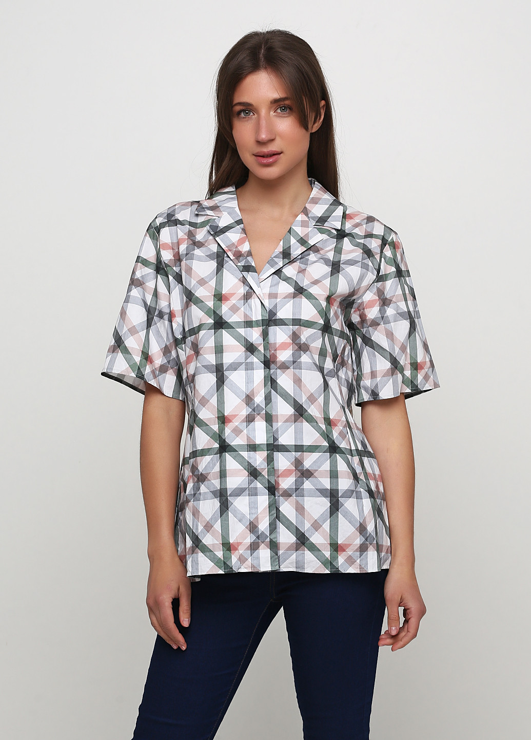 Оливковая кэжуал рубашка с геометрическим узором Cos