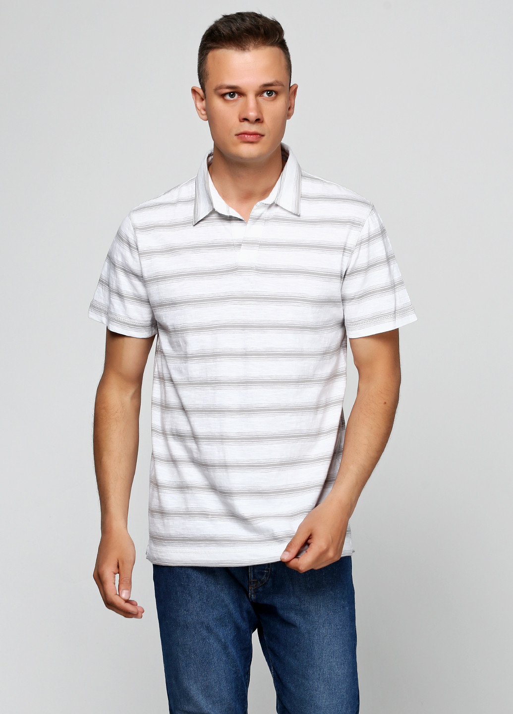 Белая футболка-поло для мужчин Calvin Klein в полоску