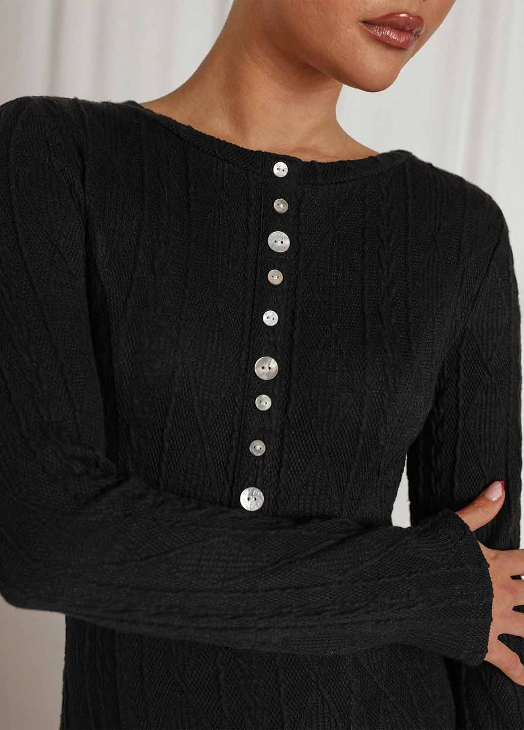 Черное кэжуал платье клеш SHEIN однотонное