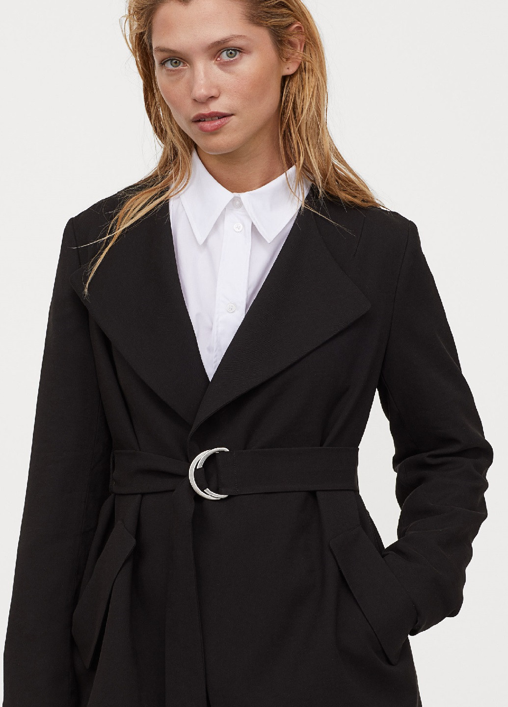 Чорне демісезонне Коротке пальто тренч H&M