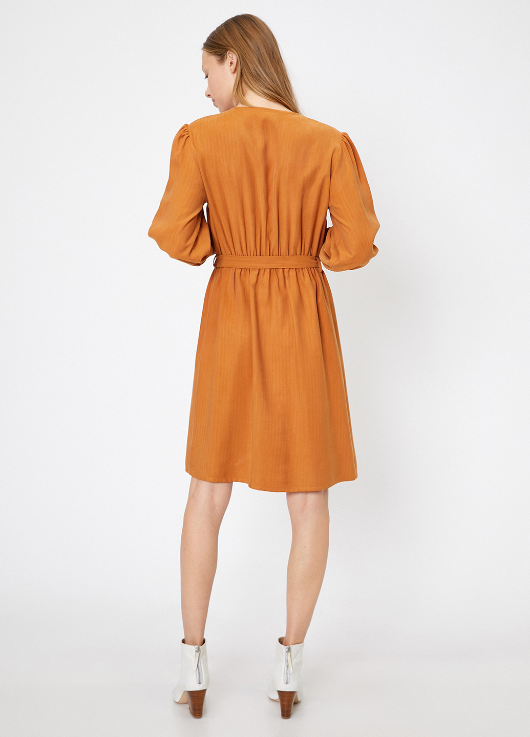 Оранжевое кэжуал платье клеш KOTON в полоску