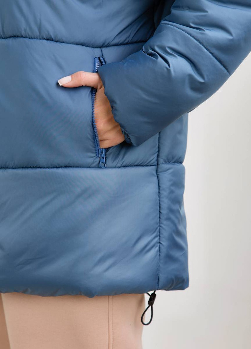 Синяя зимняя куртка со съёмным капюшоном romashka Ромашка Бурос