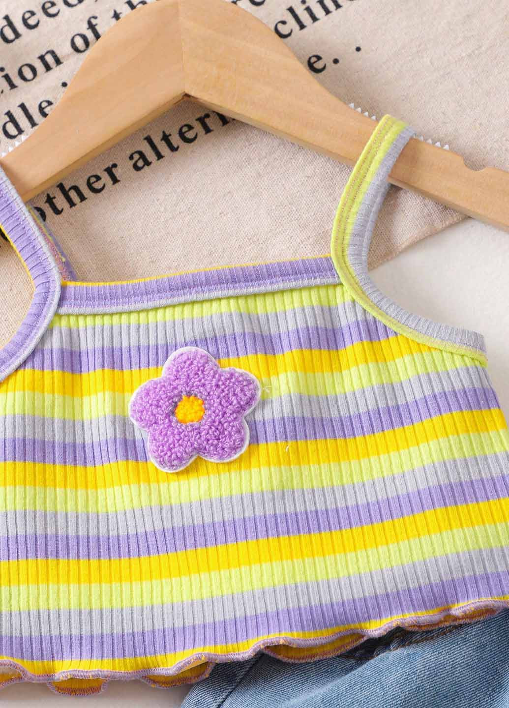 Комбинированный летний костюм (топ, шорты) SHEIN