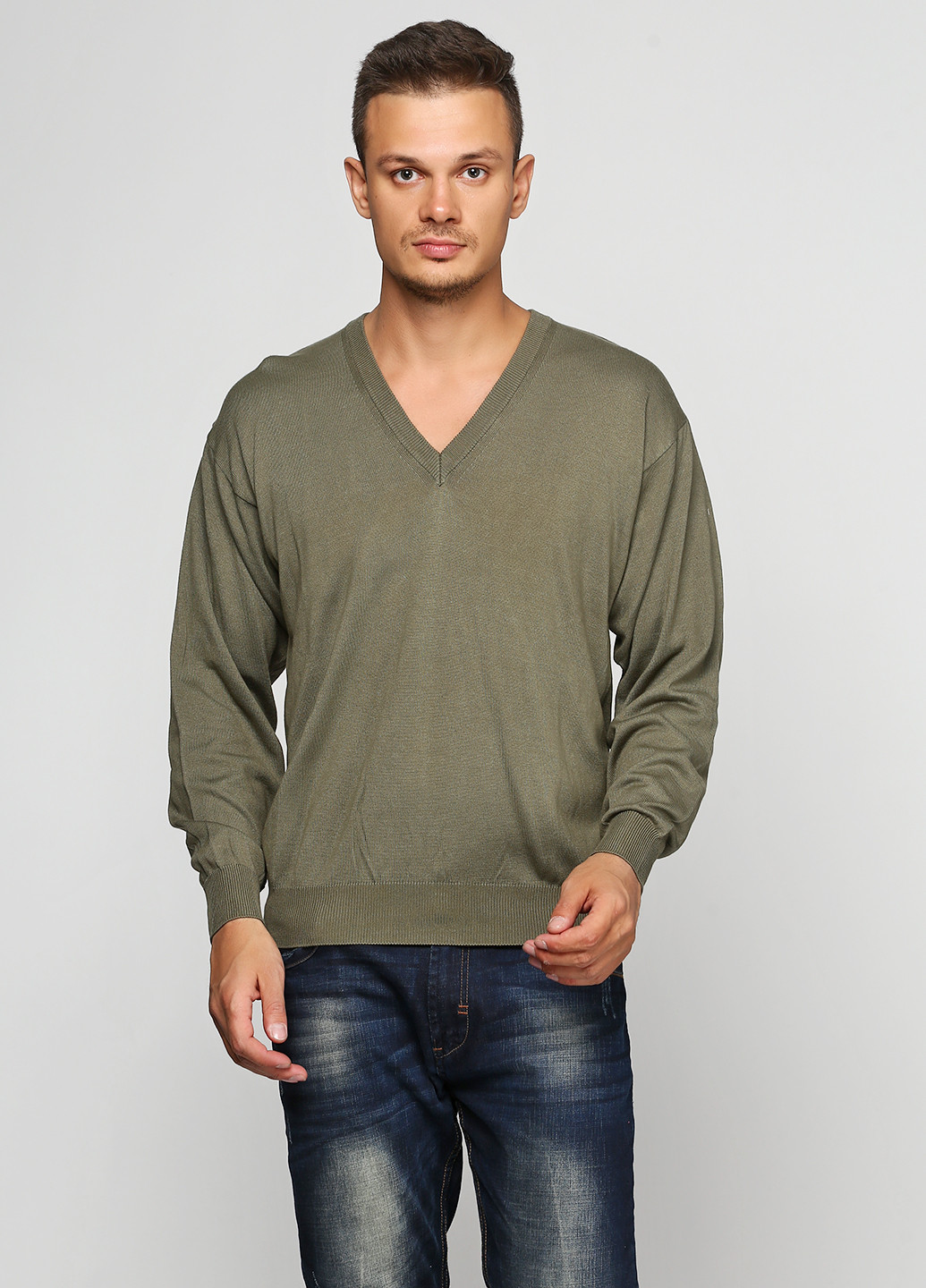 Оливковый (хаки) демисезонный пуловер пуловер Barbieri