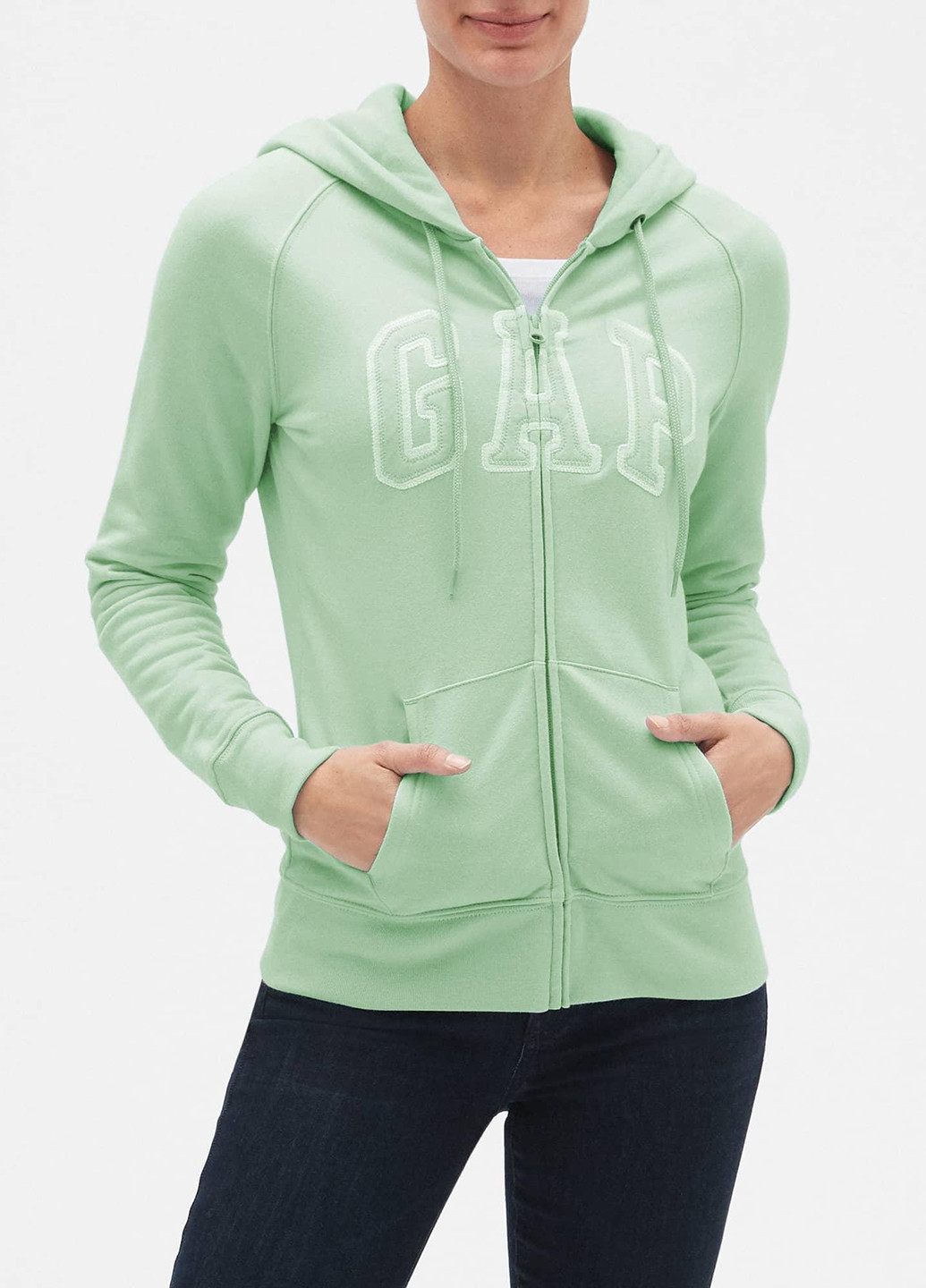 Толстовка Gap логотип мятная спортивная хлопок, трикотаж