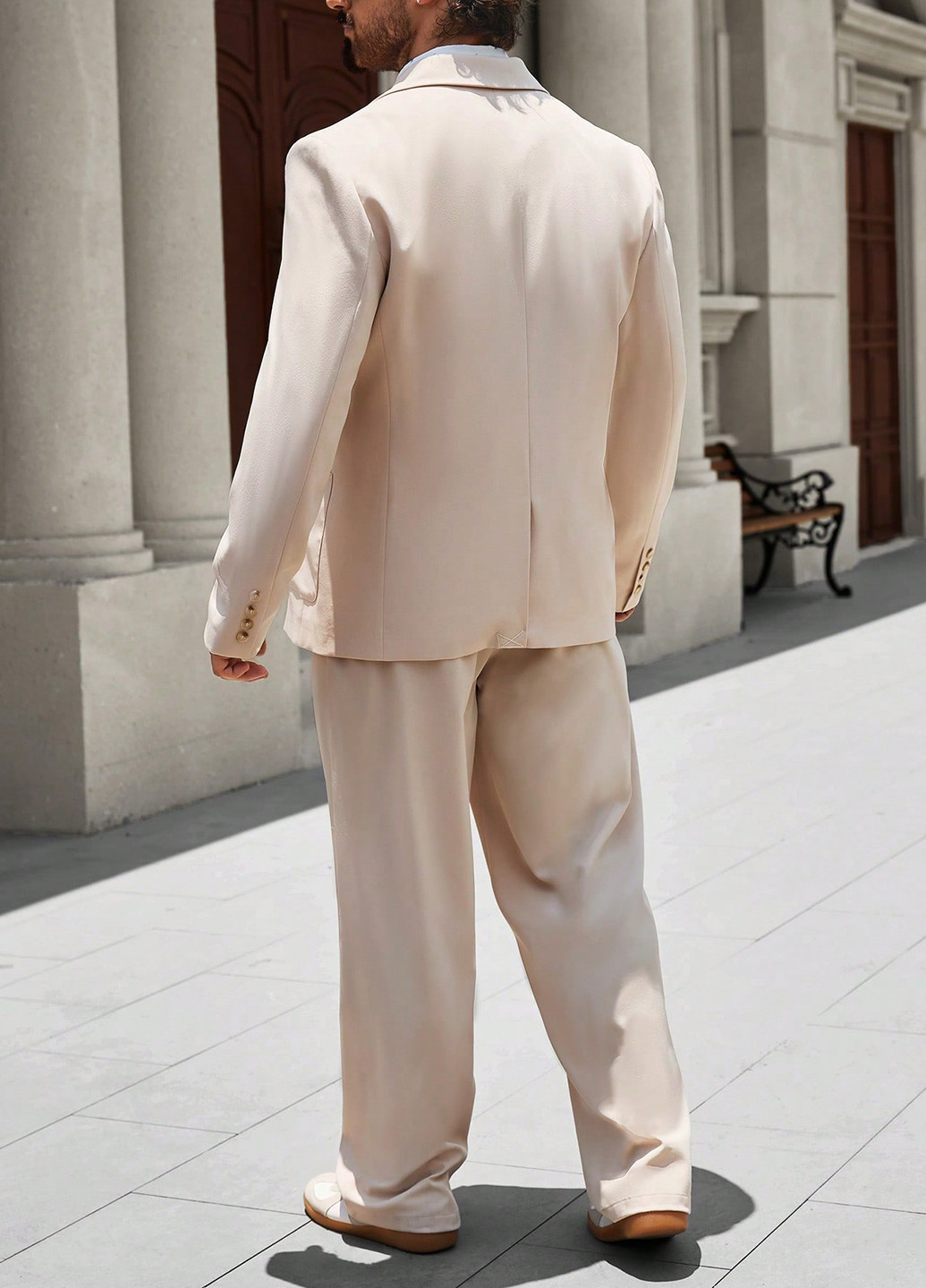 Світло-бежевий демісезонний костюм (піджак, штани) брючний SHEIN