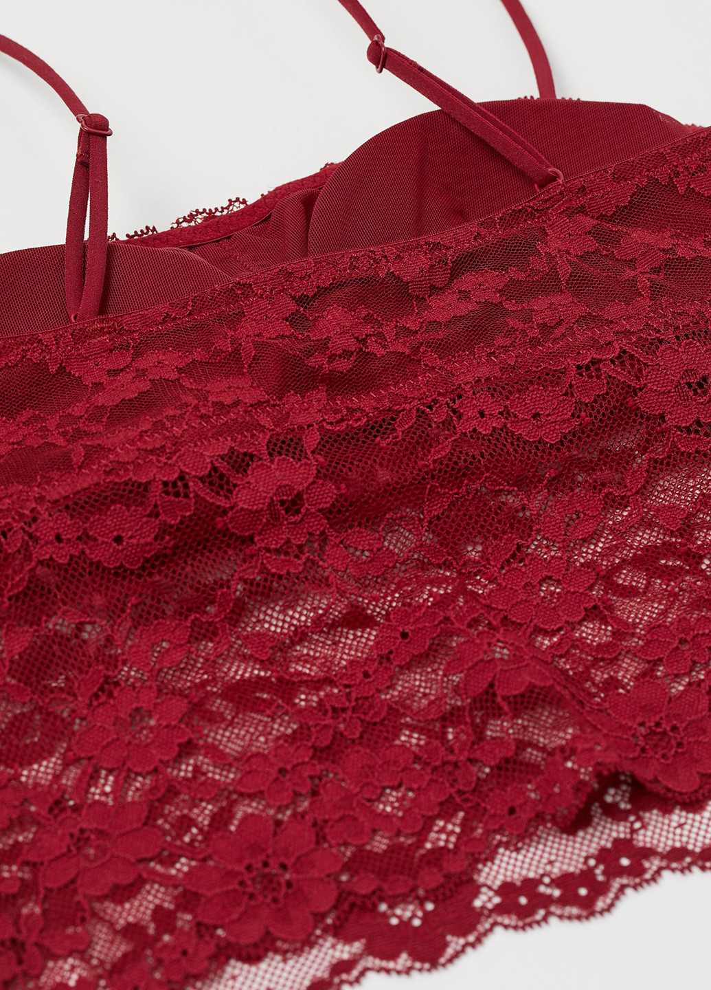 Бордовий топ бюстгальтер H&M без кісточок мереживо, поліамід