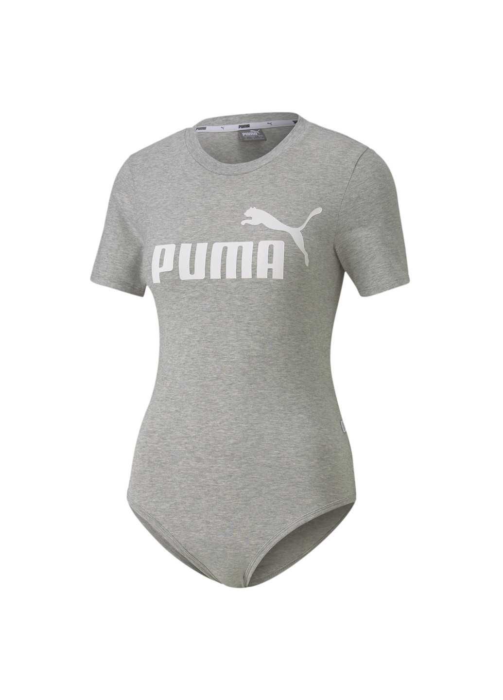 Боді ESS+ Bodysuit Puma однотонний сірий спортивний бавовна, еластан
