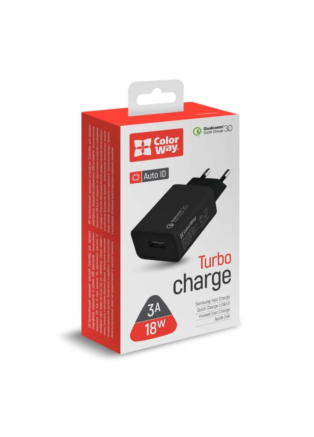 Зарядний пристрій (CW-CHS013Q-BK) Colorway 1usb quick charge 3.0 (18w) black (253507065)