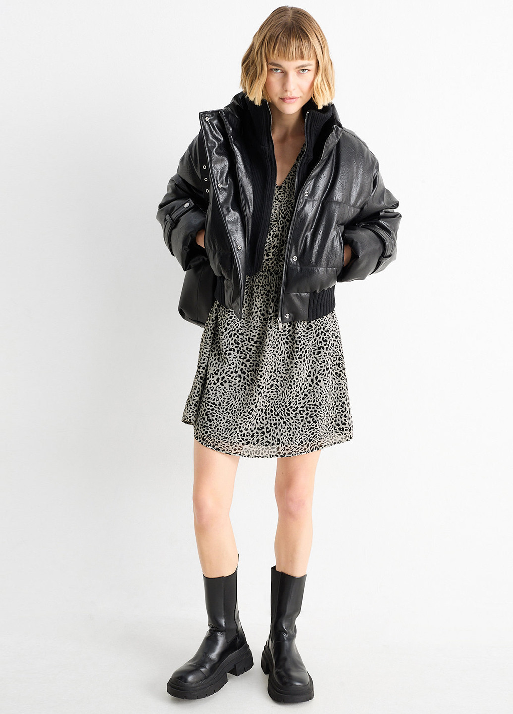 Сіра кежуал сукня C&A леопардовий